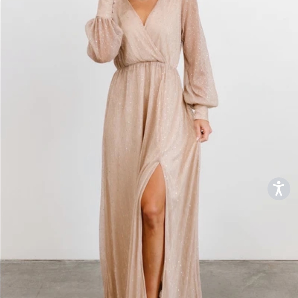 Baltic Born “Abigail” sparkle gown in champagne